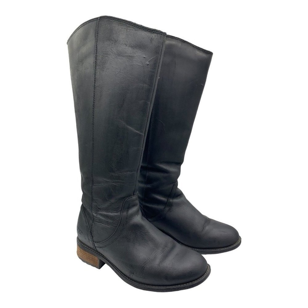 UGG Seldon Women's Tall Leather Riding Boot 1009201 Size 8 Black Leather
